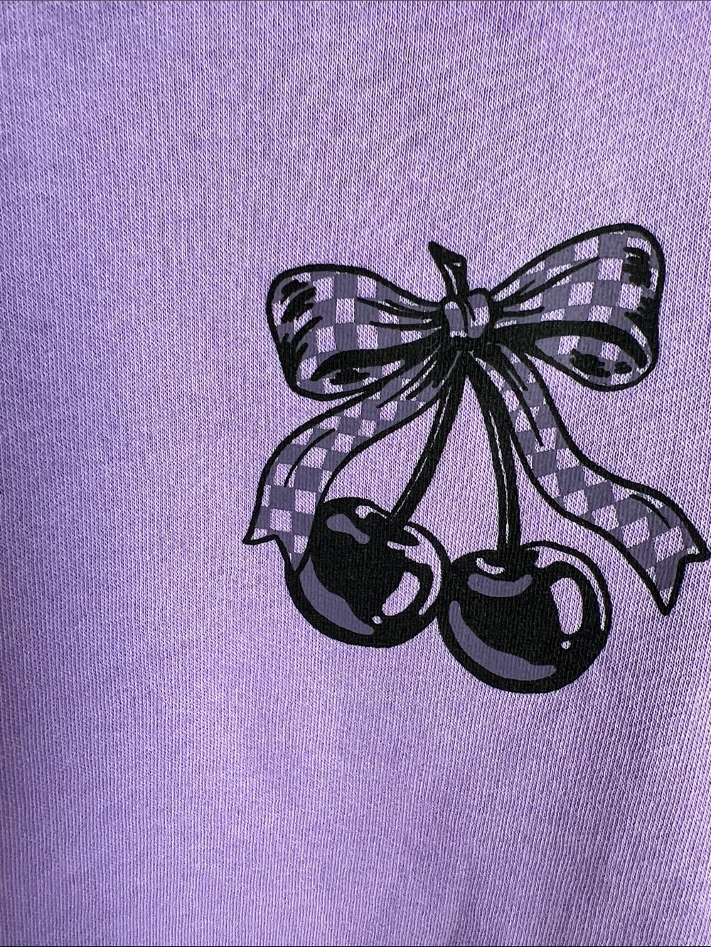 Old Navy | Kids Lavender Hoodie with Black Cherry Graphic Size M (8)